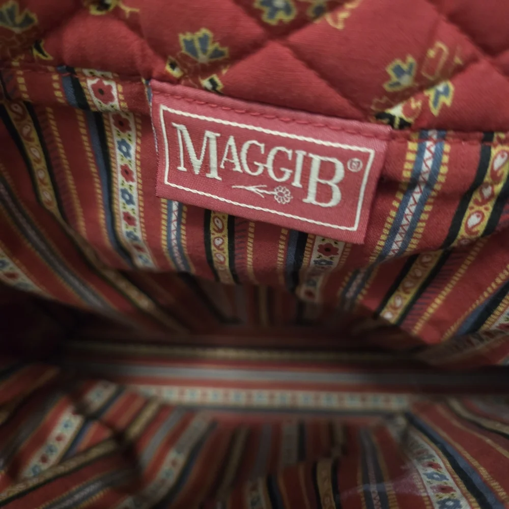 Maggi B Quilted Tote Bag Boho Floral Paisley Red Gold Shoulder Bag Pattern 💵 - Picture 4 of 6